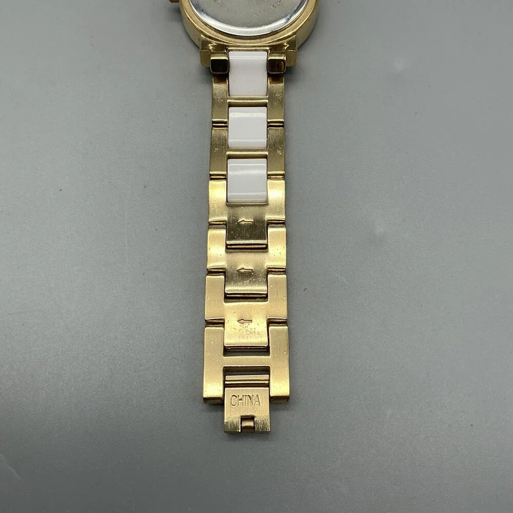 Gruen GSL121 Womens Watch 32mm White Dial Gold Tone Bracelet New Battery 8